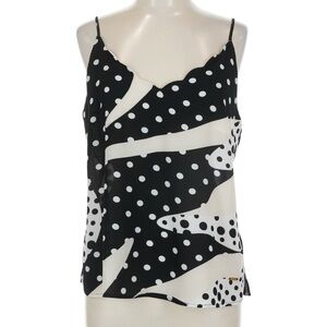 T Tahari Black and White Abstract Polka Dot Camisole